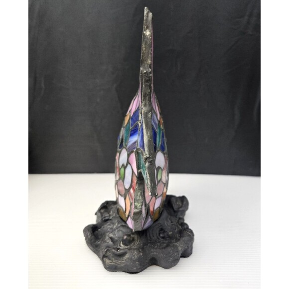 Vtg Quoizel Tiffany Style Stained Glass Tropical Fish Table Lamp No Cord or Bulb - Picture 6 of 16